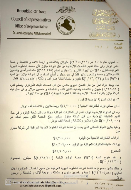 جمال المحمداوي: هدر (٧٠٪) من واردات شركة الخطوط ال