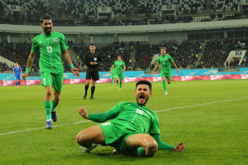 العراق يفوز على اوزبكستان بهدف شيركو كريم 