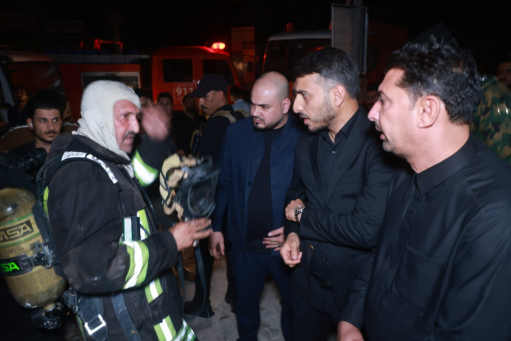 اخماد حريق اندلع  في مجمع طبي بناحية الحيدرية شمال