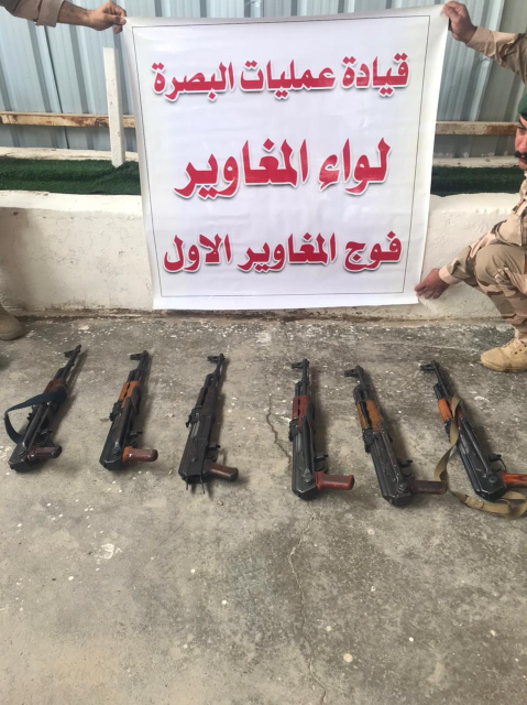 عمليات البصرة تصادر اسلحة غير مرخصة في مناطق بين م