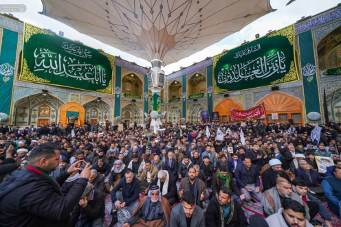 النجفيون يشاركون في التشييع الرمزي لقادة المقاومة 