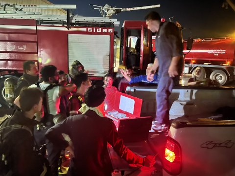 الدفاع المدني يتعامل مع حادث تسرب غاز الأمونيا في 