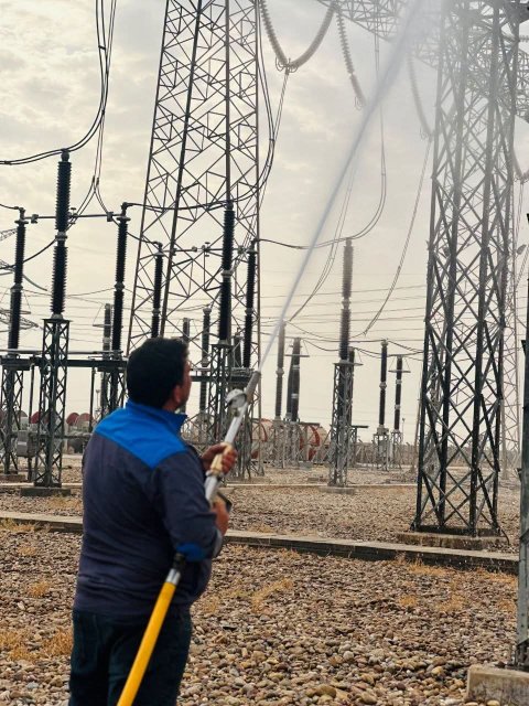 اندار  أعمال غسل معدات محطة كهرباء  النجف ٤٠٠ ك.ف
