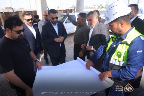 محافظ النجف  يتفقد  تقدم الأعمال في مشروع مجسّر ياحسين عمود (110)