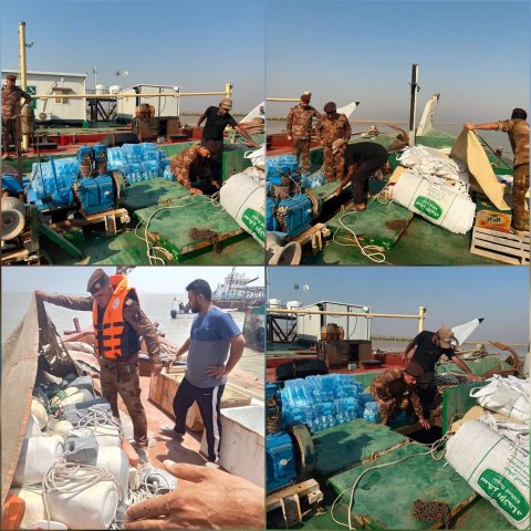 حدود المنطقة الرابعة  تنفذ عمليات  تفتيش الزوارق والصيادين والسفن واللنجات والقطع البحرية 