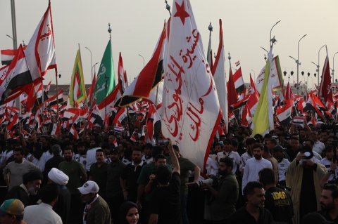 تظاهرة  حاشدة لاتباع  التيار الصدري في البصرة  استنكار للعدوان الصهيو _ امركي  ضد   الشعبين الايراني واللبناني