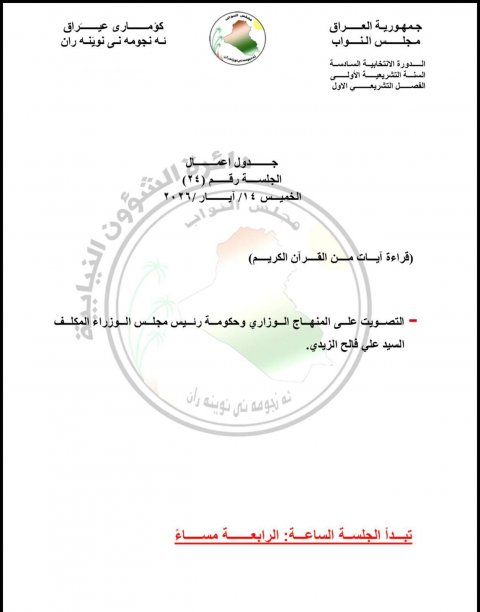غدا الخميس ... مجلس النواب يصوت  على حكومة الزيدي والمنهاج الحكومي